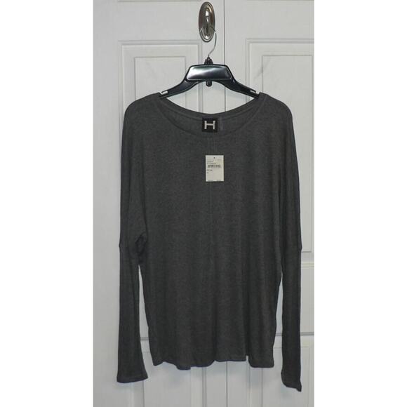 H by Bordeau Women's Long Dolman Sleeve Scoop Neck Tee in Charcoal Medium $58 - Picture 1 of 3